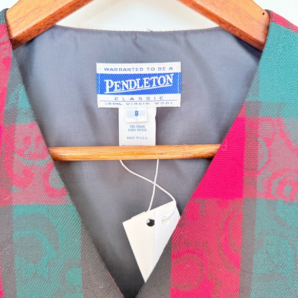Vintage Pendleton Vest 8 Multicolor Plaid 100% Pure New Virgin Wool Made In USA - Picture 5 of 11